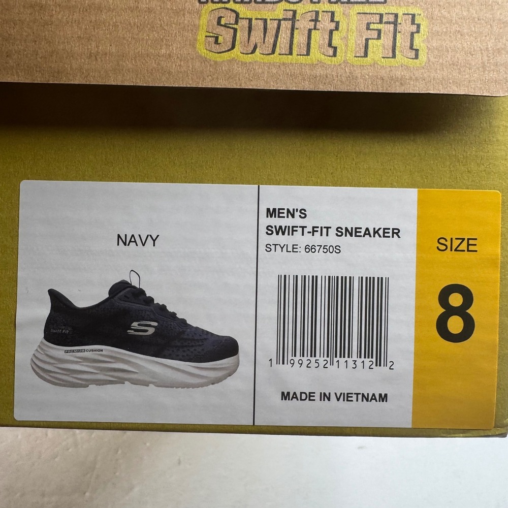 Skechers Hands Free Slip-ins Swift Fit Mens Navy Sneaker 66750S Size 8 - Picture 3 of 9